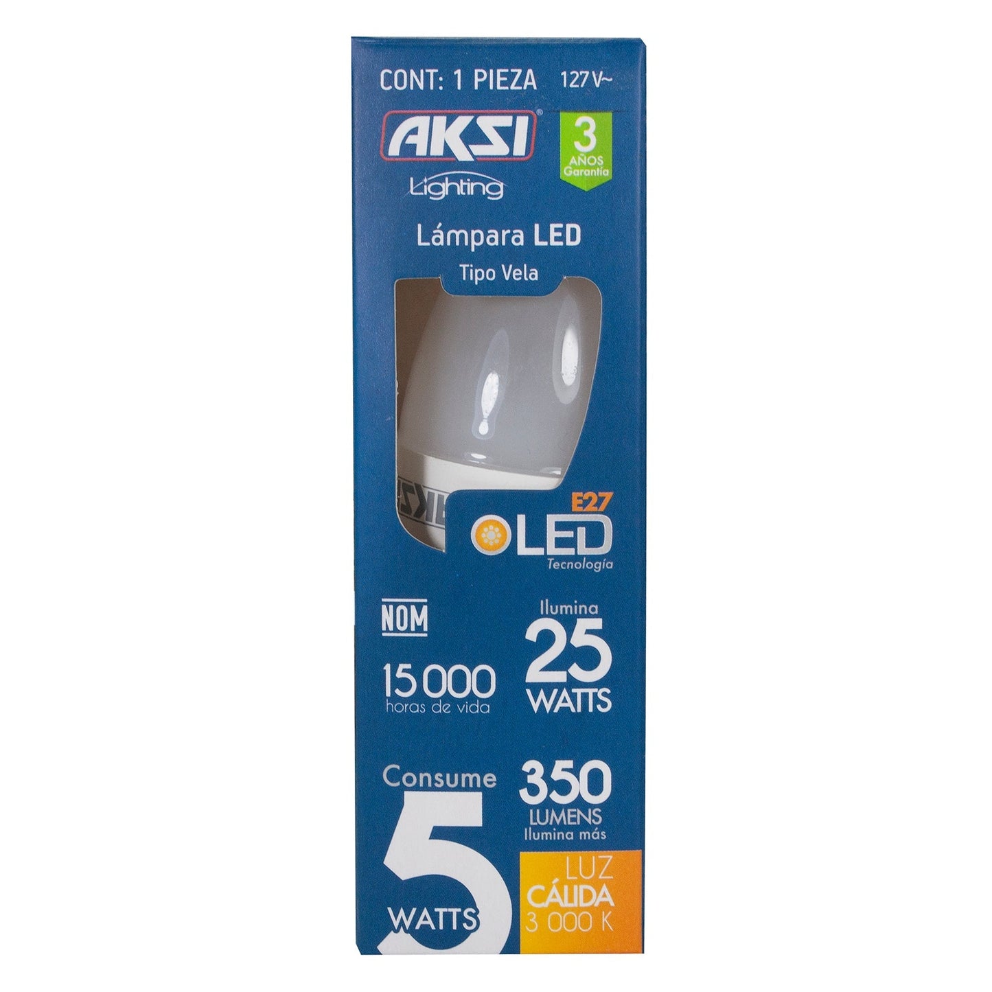 Foco Aksi Led Vela 5W 350 Lm 3000K E27
