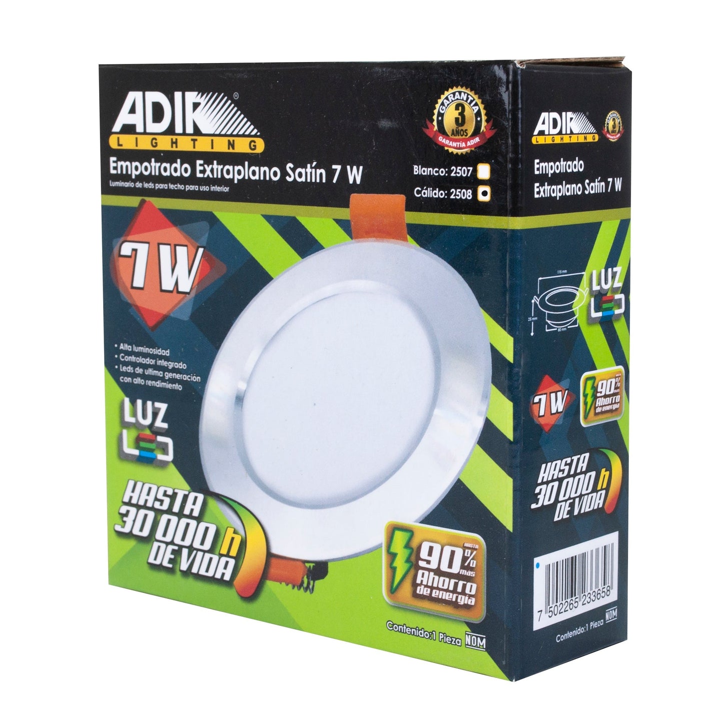 Empotrado Adir 7W Plano Satin B.Calido
