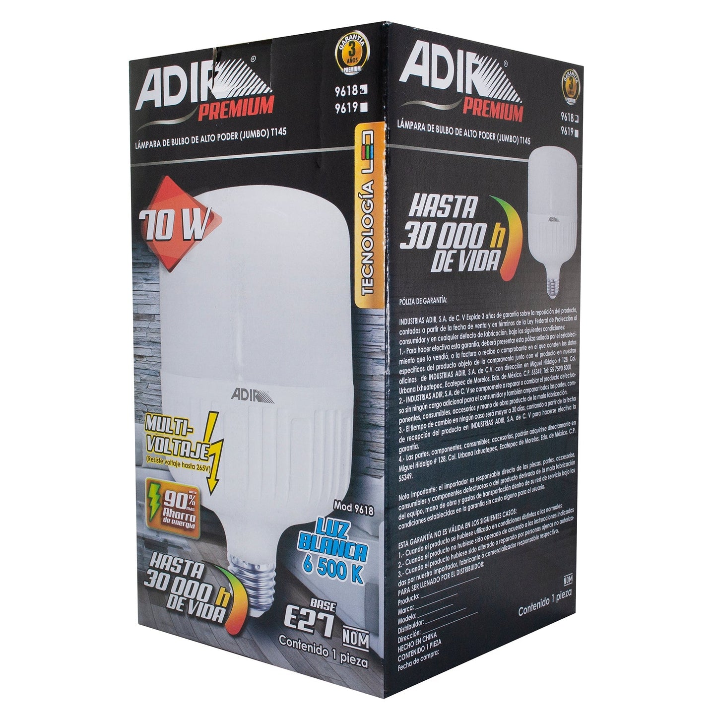 Foco Adir Bulbo Omnidireccional Led 70W