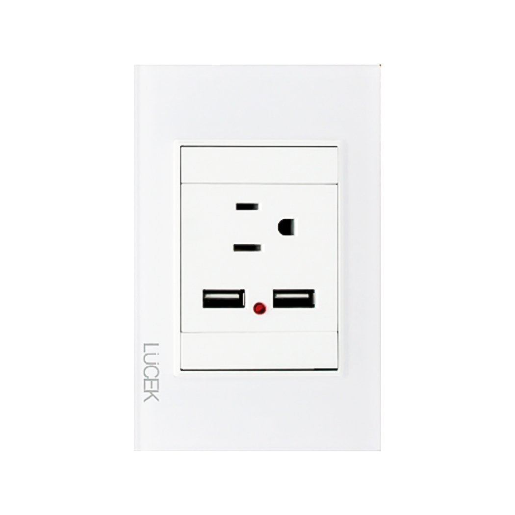 Placa Lucek crystal contacto y 2 usb blanco/blanco