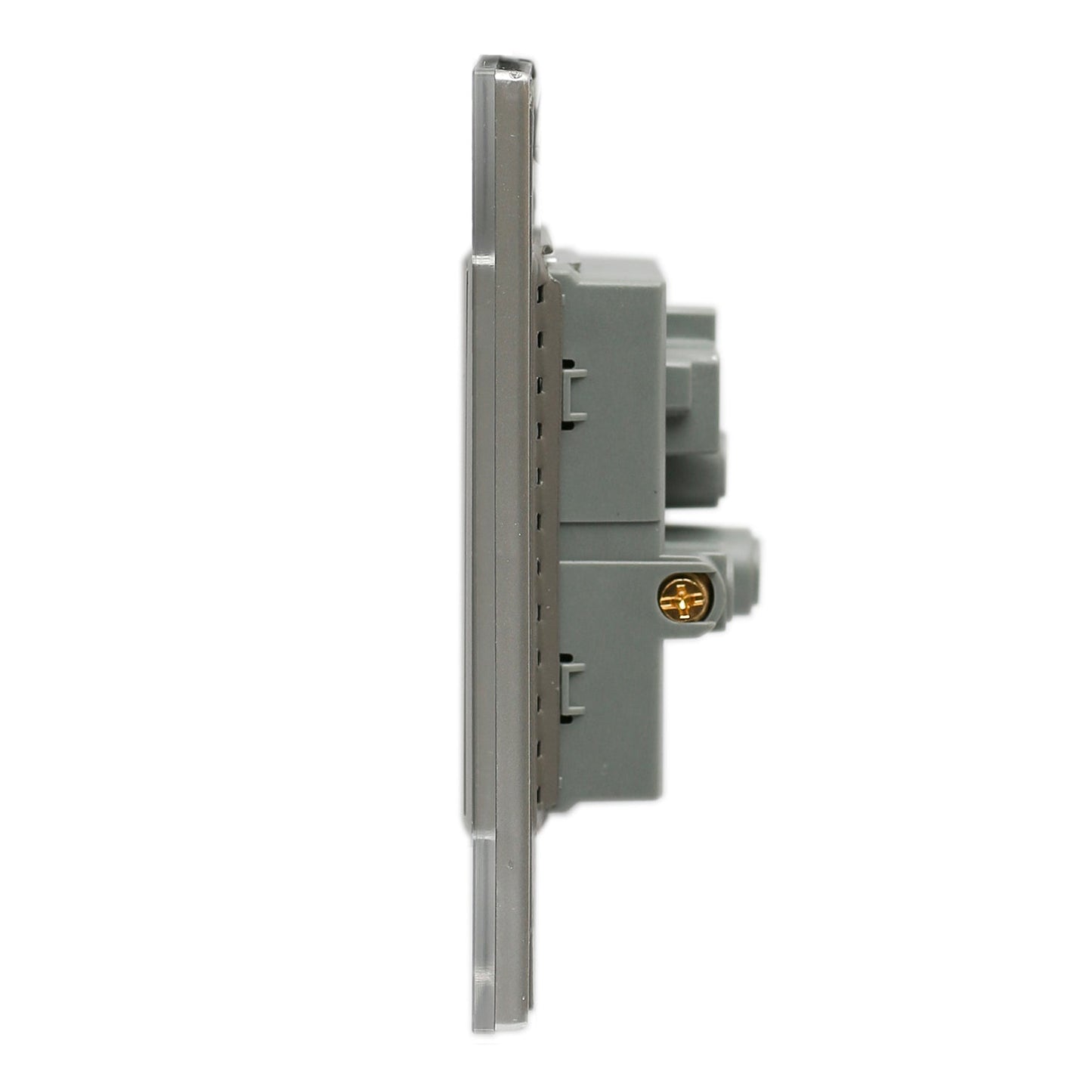 PLACA LUCEK 2 CONTACTOS 2 USB CRISTAL ESPEJO PLATA
