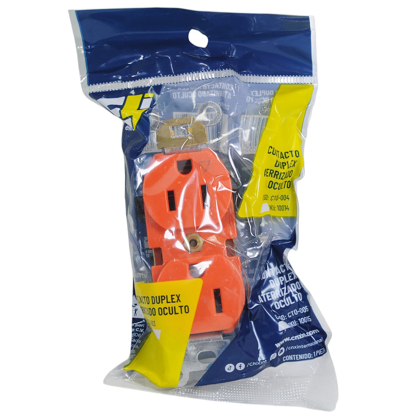 CONTACTO CNX DUPLEX ATERRIZADO OCULTO COLOR NARANJA