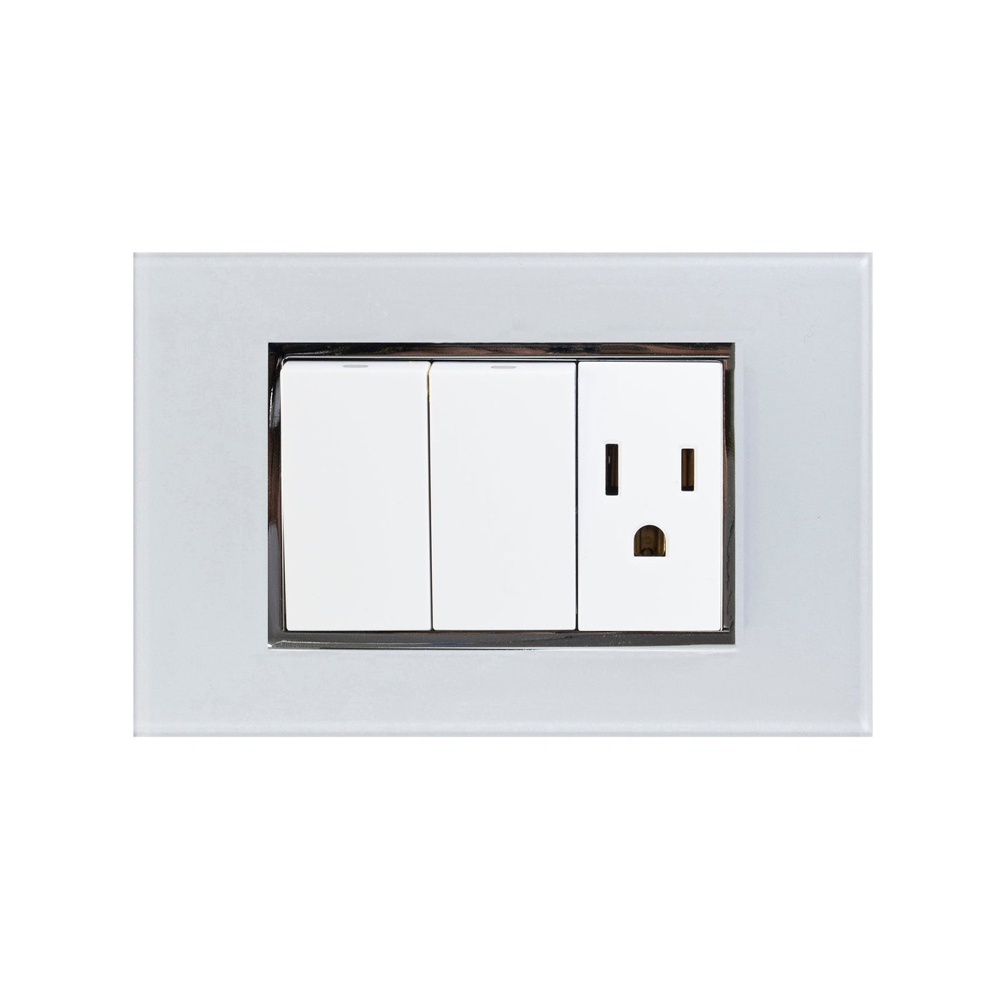 Placa Sanelec venecia con 2 apagadores y contacto