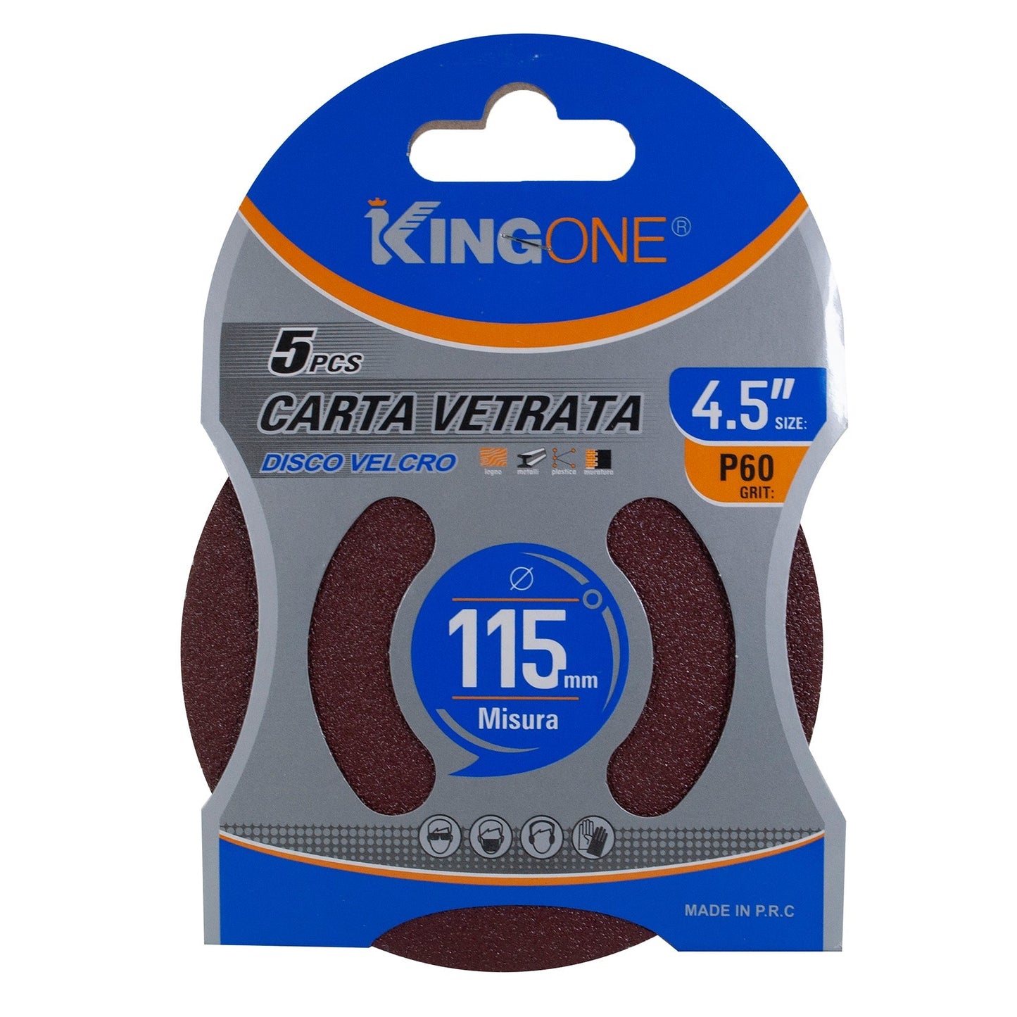 DISCO DE LIJA PINMARKT 4.5"" 5PZ P60"