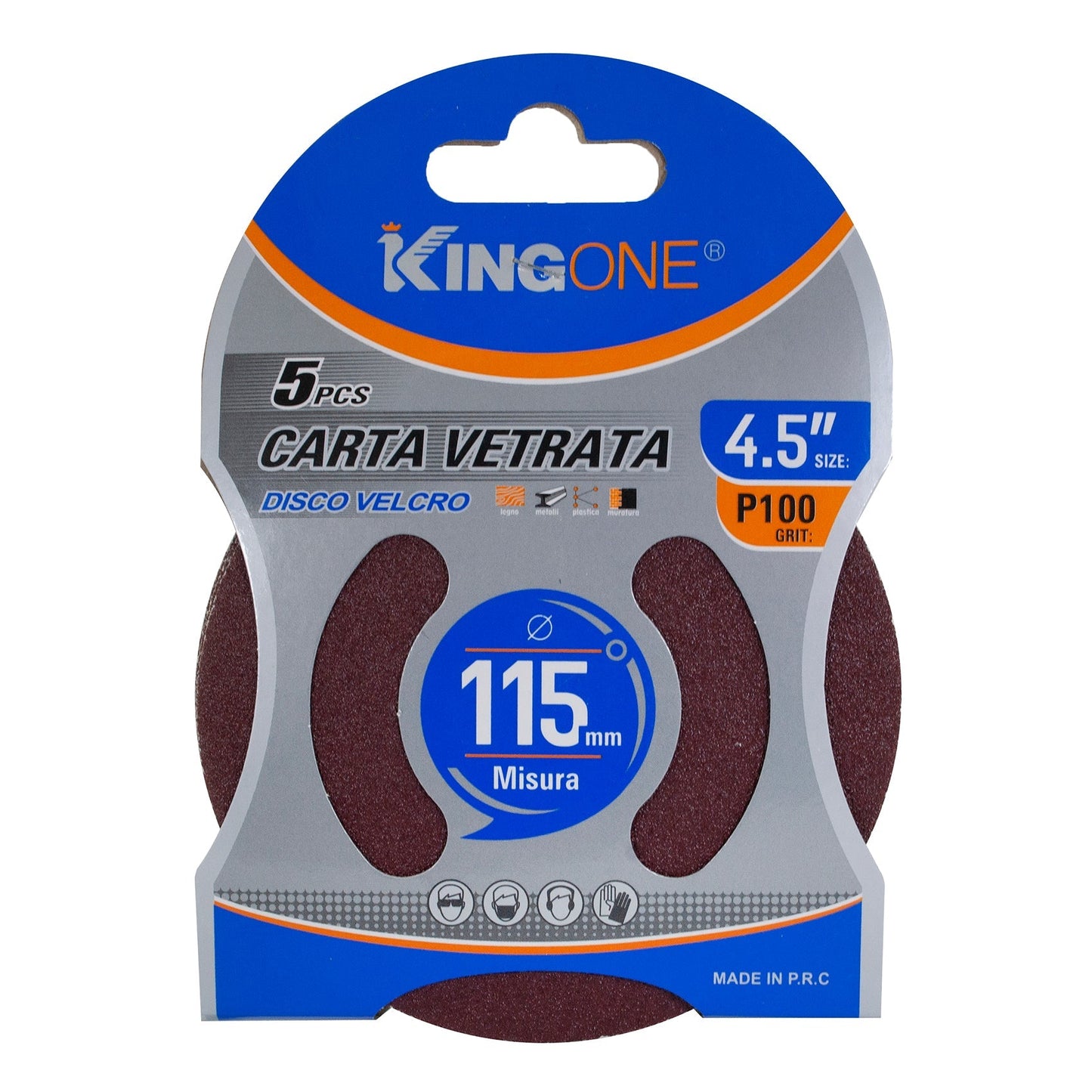 DISCO DE LIJA PINMARKT 4.5"" 5PZ P100"