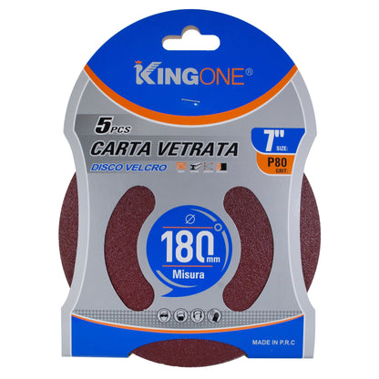 DISCO DE LIJA PINMARKT 7"" 5PZ P80"