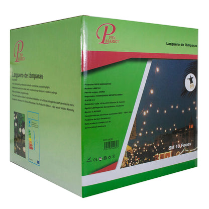 GUIRNALDA PINMARKT  5 METROS 10 LUCES CÁLIDA BOMBILLA TRANSP.