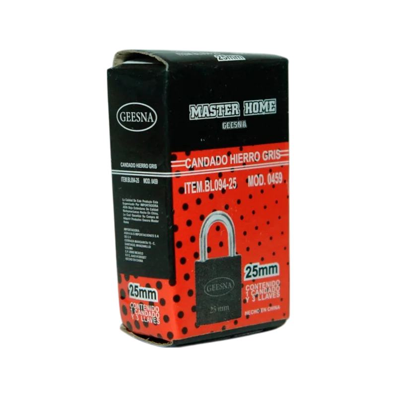 Candado Ghm Hierro Gris 25 Mm Bl094-25