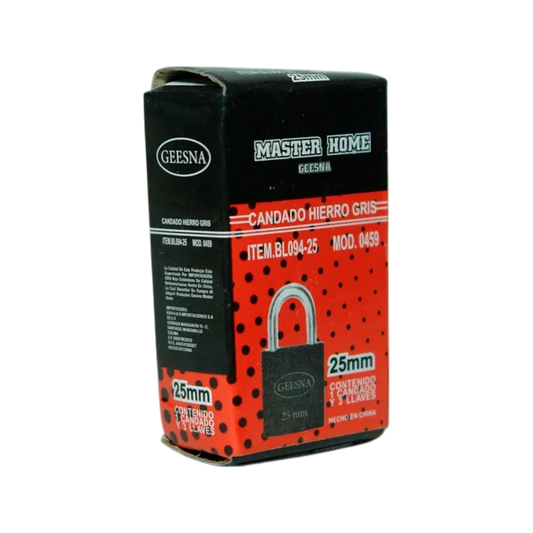Candado Ghm Hierro Gris 25 Mm Bl094-25