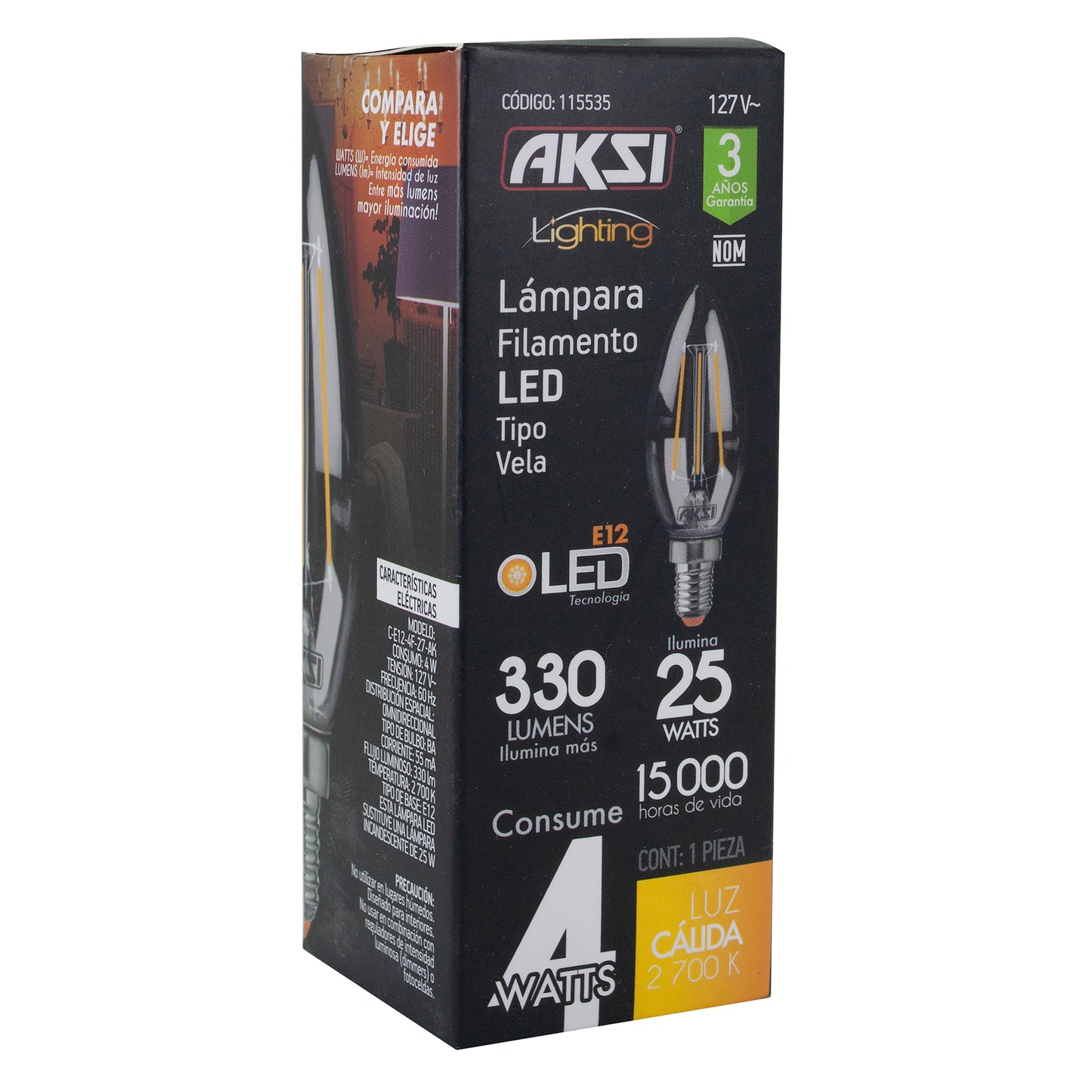 Foco Aksi Led 4W Vela E12 Calido