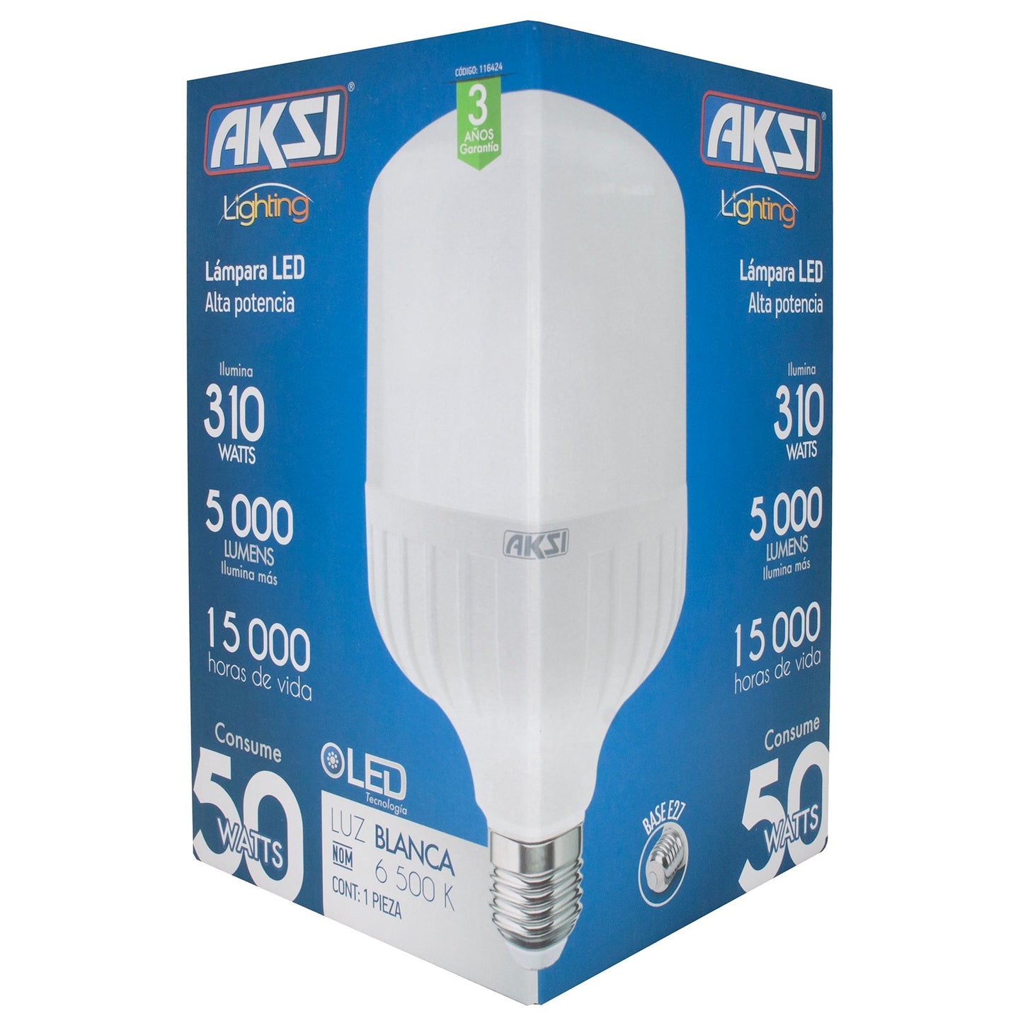 Foco Aksi Led Alta Potencia 50W Tipo T Luz Blanca
