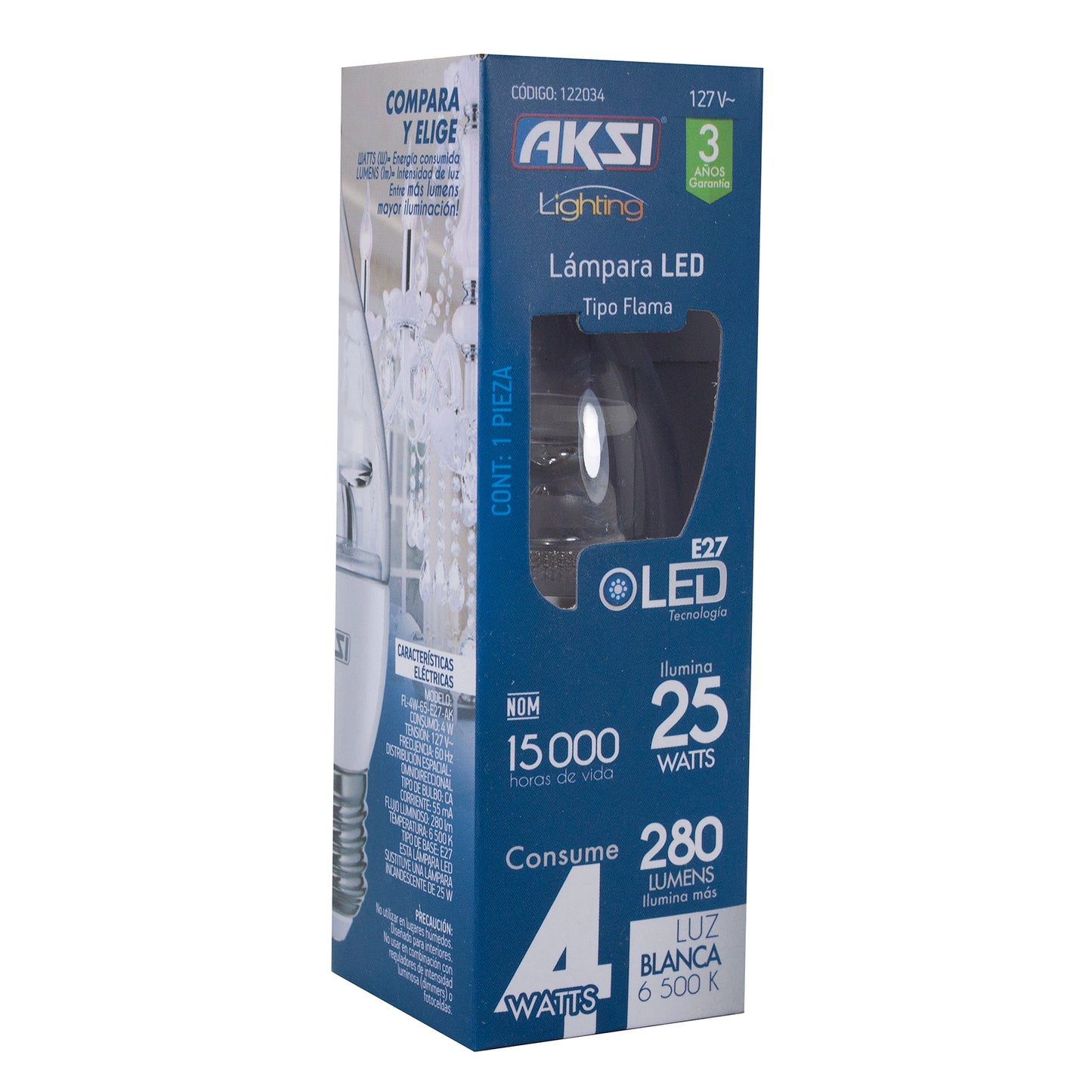 Foco Aksi Led 4W Vela E27 Frio