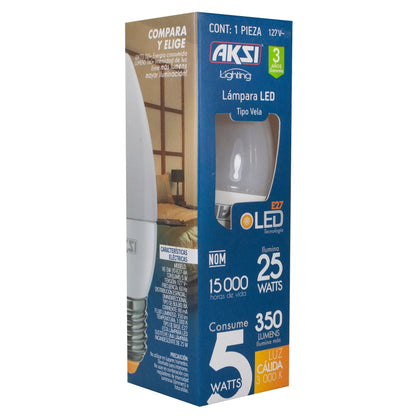Foco Aksi Led Vela 5W 350 Lm 3000K E27