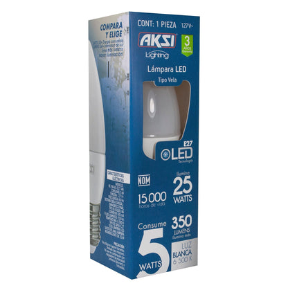 Foco Aksi Led Vela 5W Luz Blanca E27