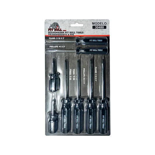 Desarmador Pit Bull Transparente 8 Pzs