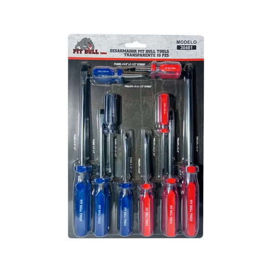 Desarmador Pit Bull Transparente 10 Pzs