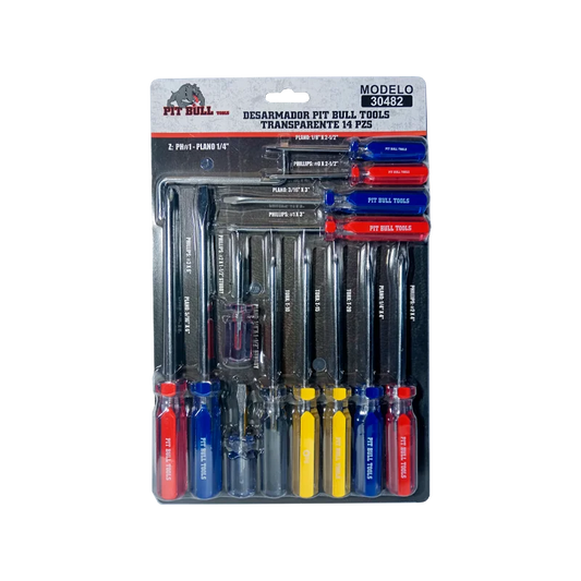 Desarmador Pit Bull Transparente 14 Pzs