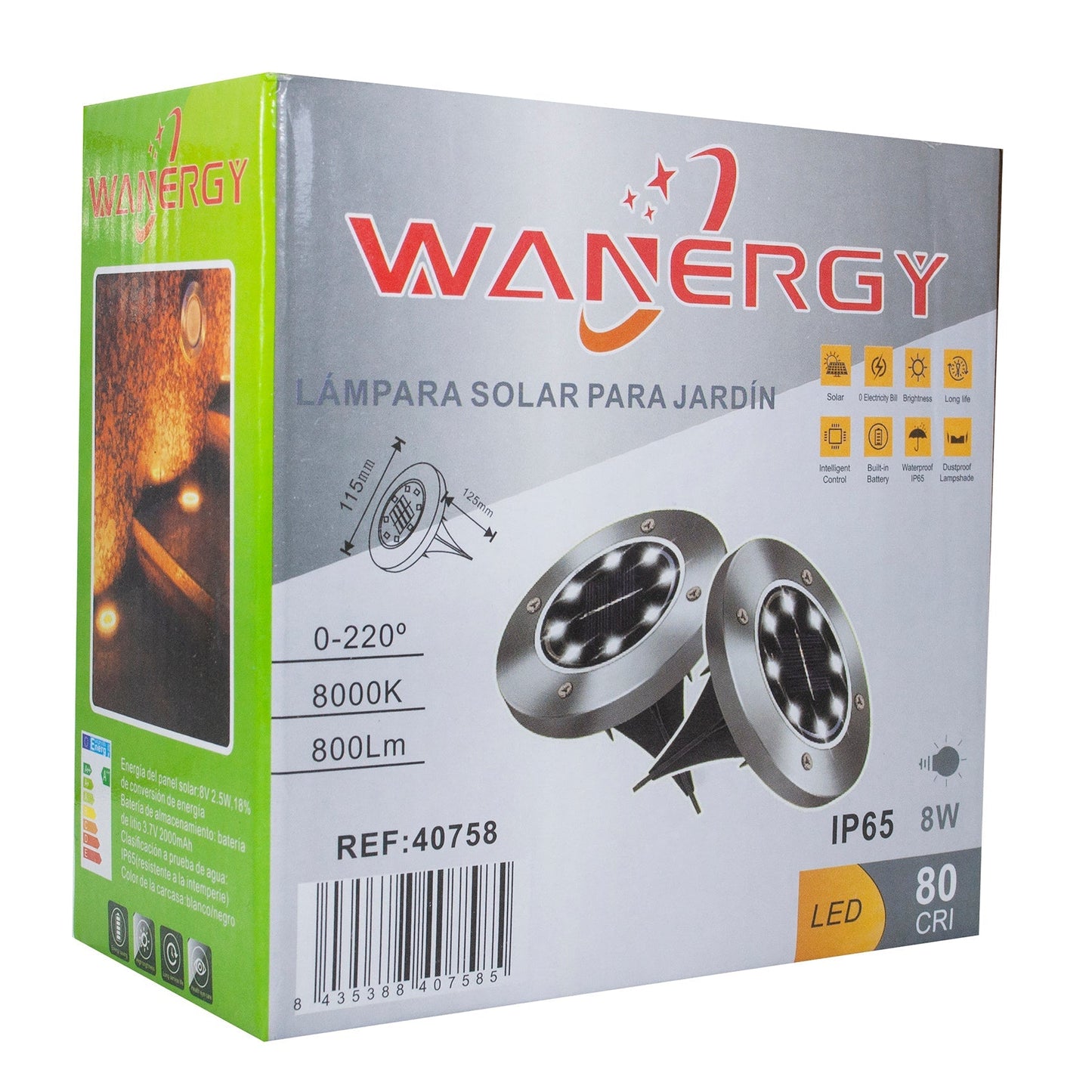 Luminario Wanergy led 8w solar jardin