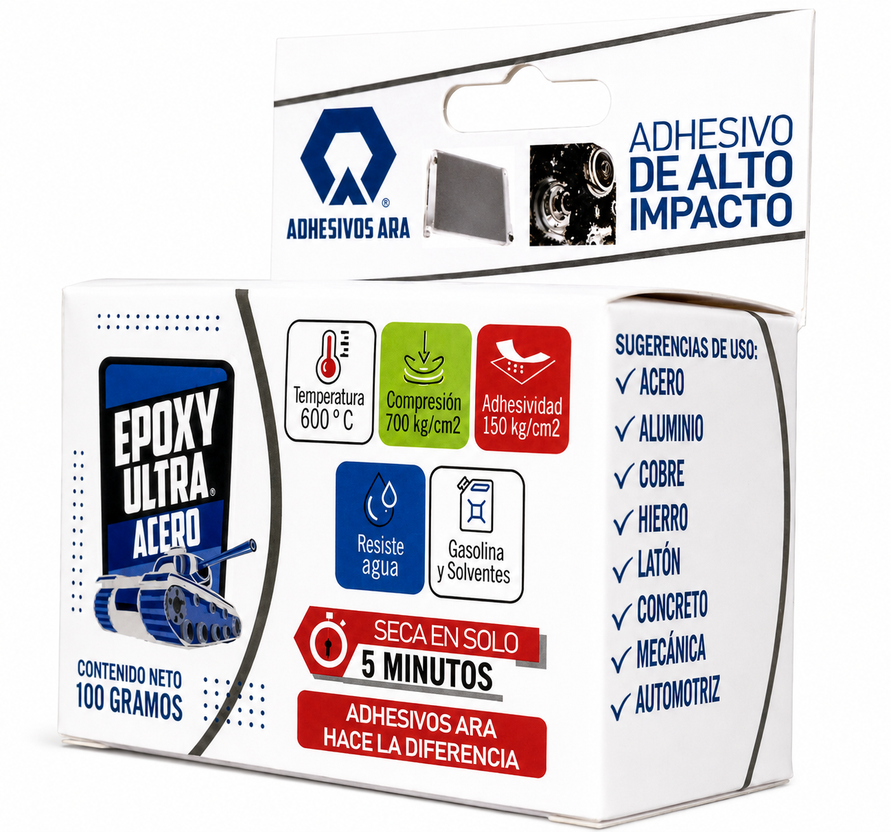 EPOXYCO ARA BOTE ULTRA ACERO   5 MINS