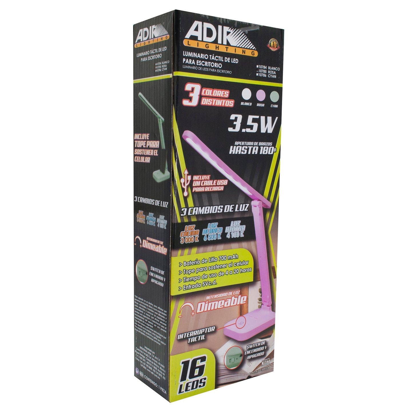 Lampara Adir Tactil Led P/Escritorio Rosa
