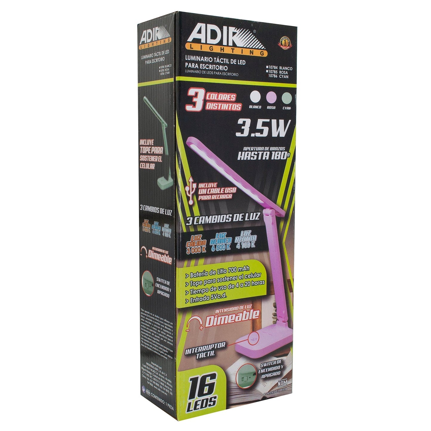 Lampara Adir Tactil Led P/Escritorio Cyan