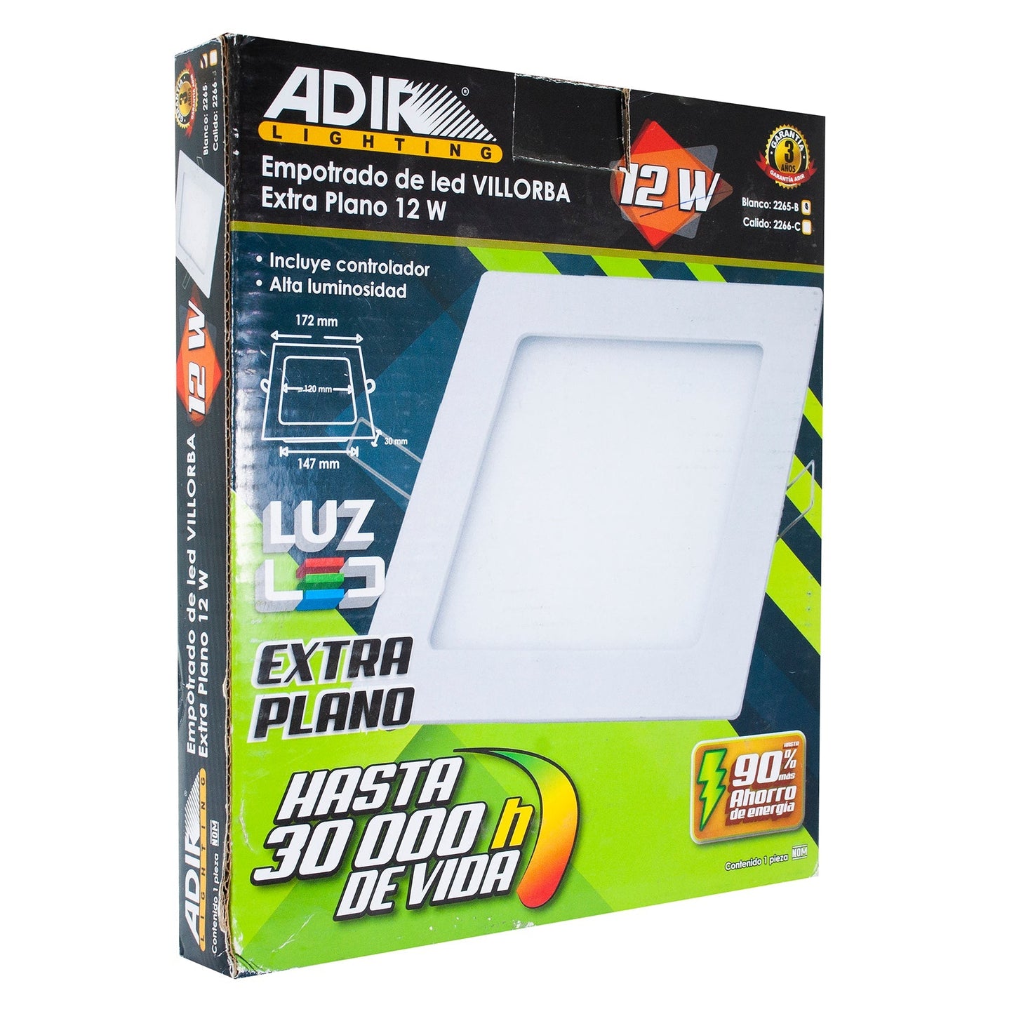 Empotrado Adir Extra Plano Cuadrado 3W Frio