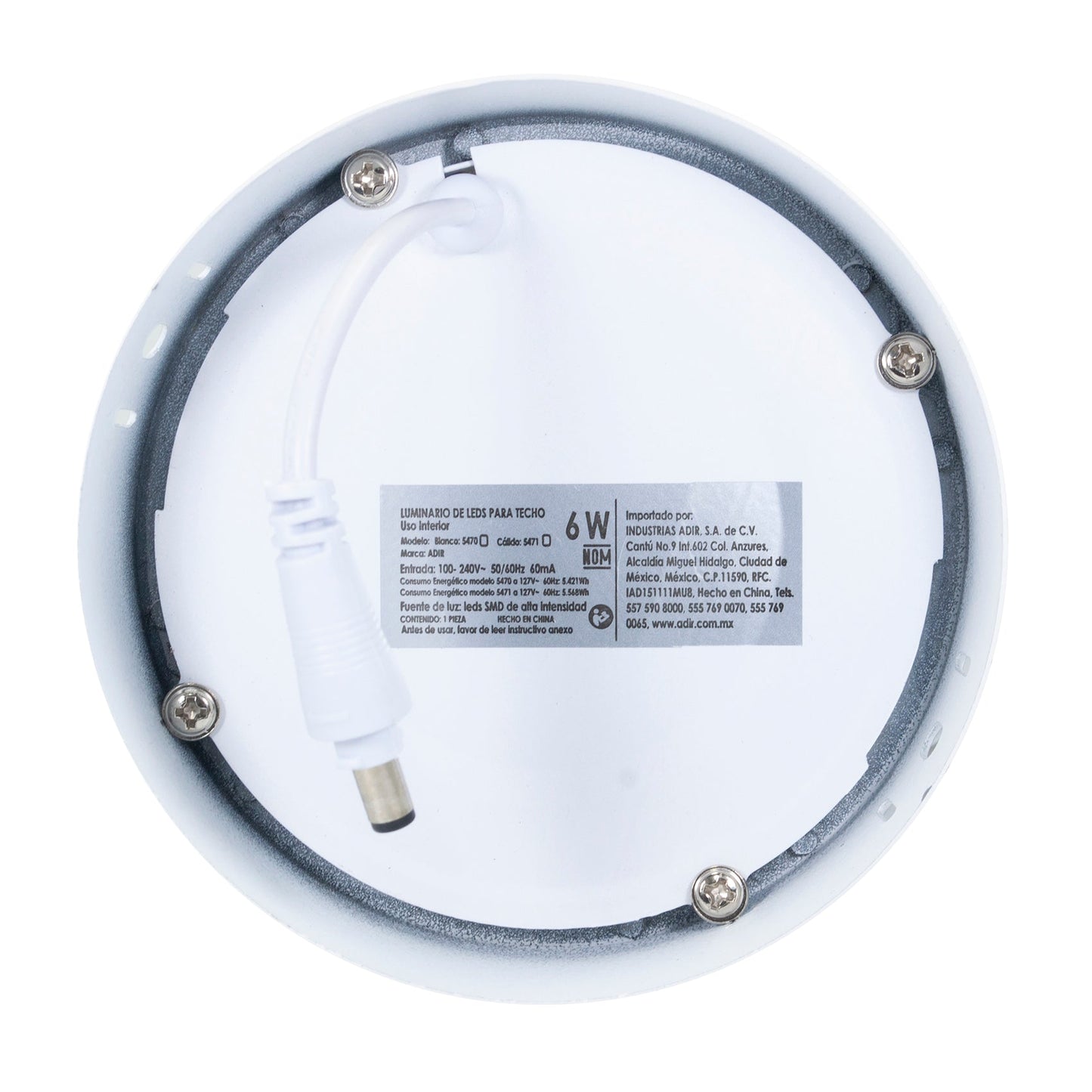 Luminario Adir Redondo Sobreponer 6 Watts Calido