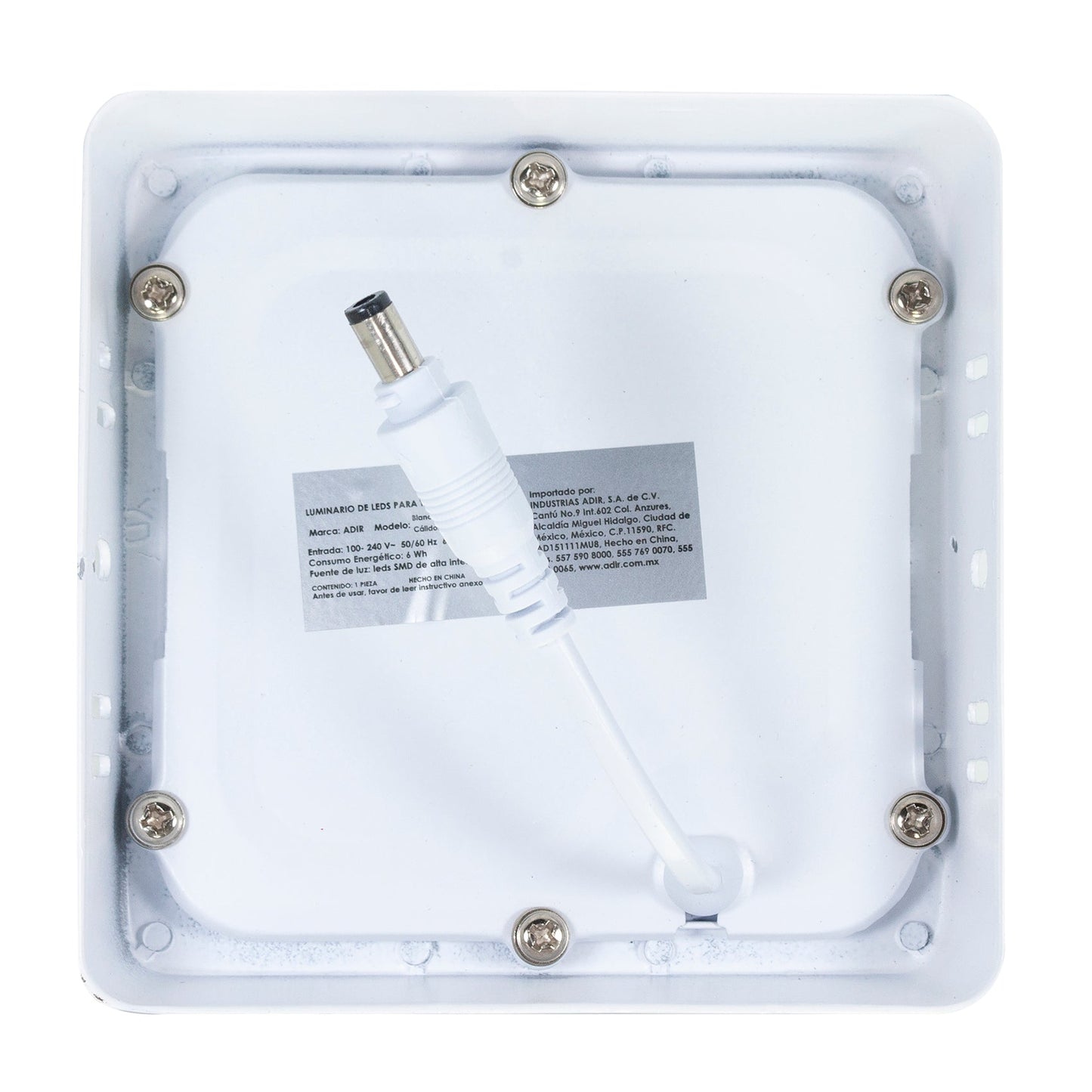 Luminario Adir Cuadrado Sobreponer 6 Watts Calido