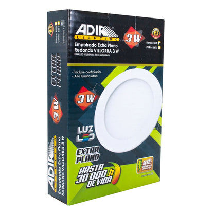 Empotrado Adir Extra Plano Redondo 3 W Frio