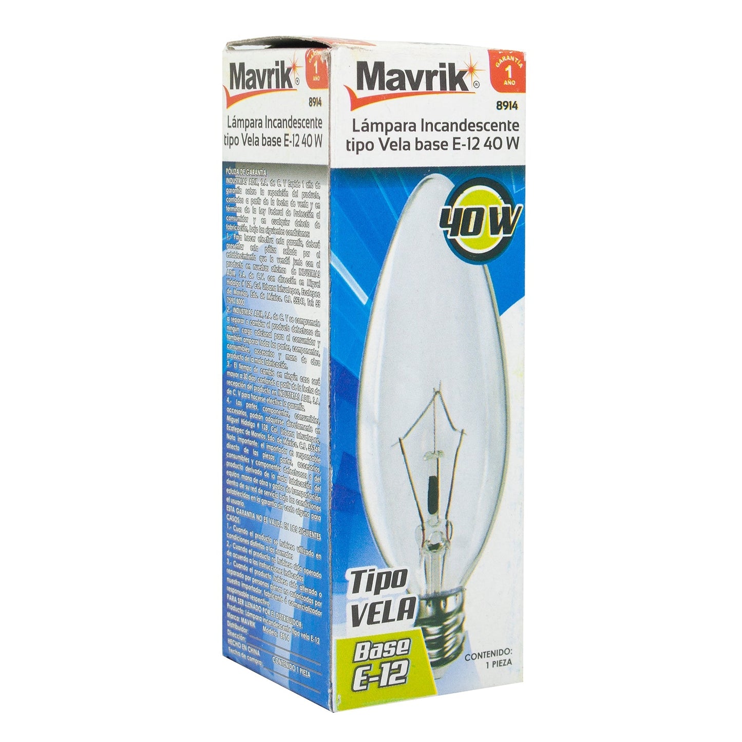 Foco Adir Tipo Vela E12 40W