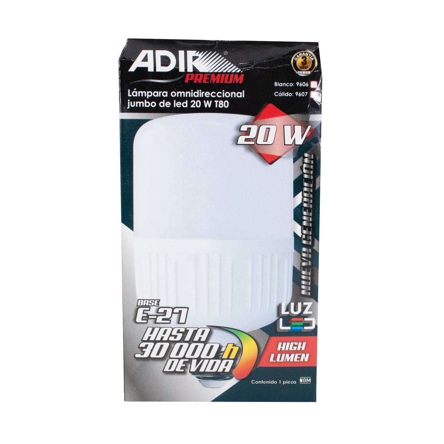 Foco Adir Bulbo Omnidireccional Led 20W