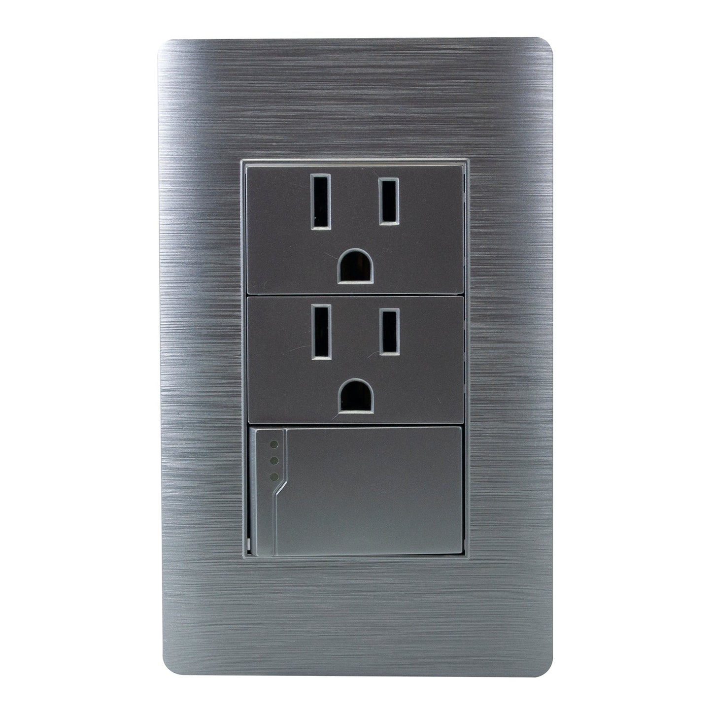 PLACA PINMARK ALUMINIO 1 APAGADOR Y 2 CONTACTOS