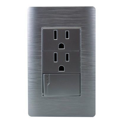 PLACA PINMARK ALUMINIO 1 APAGADOR Y 2 CONTACTOS