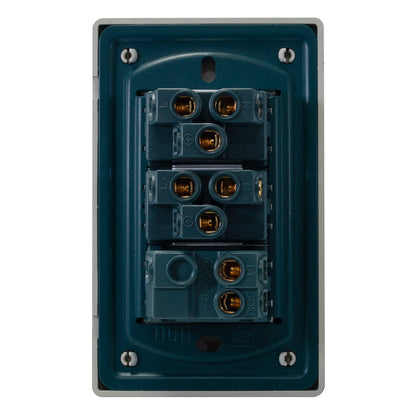 PLACA PINMARK ALUMINIO 1 APAGADOR Y 2 CONTACTOS
