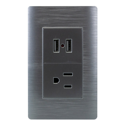 PLACA PINMARK ALUMINIO 1 CONTACTO Y 2 USB