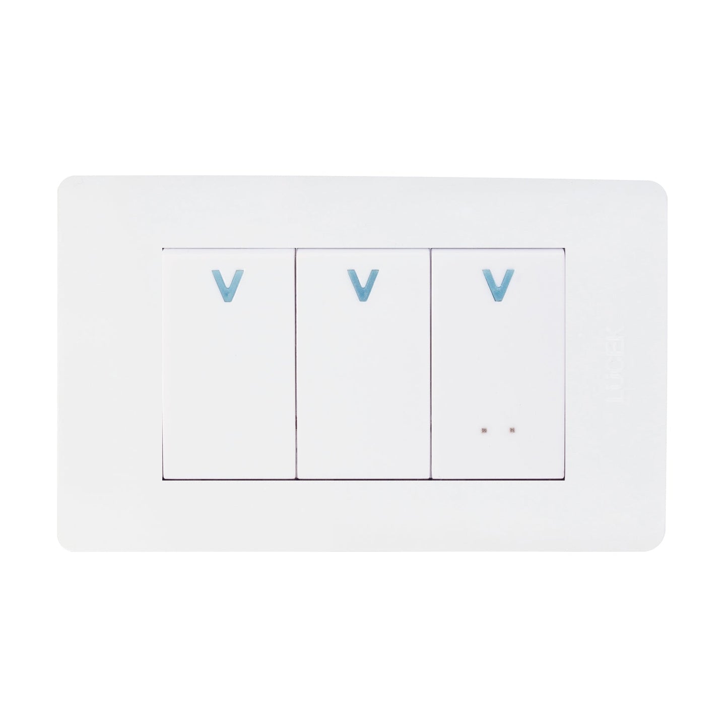 Placa Lucek c/2 apagadores sencillos y 1 escalera blanco