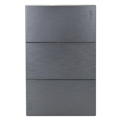 PLACA LUCEK FLAT 3 APAGADORES SENCILLOS PLATA