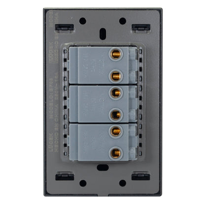 PLACA LUCEK FLAT 3 APAGADORES SENCILLOS PLATA