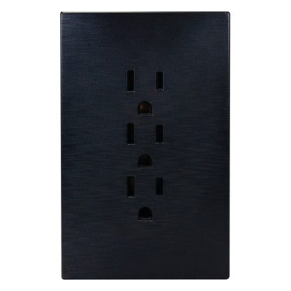 PLACA LUCEK FLAT 3 CONTACTOS NEGRA