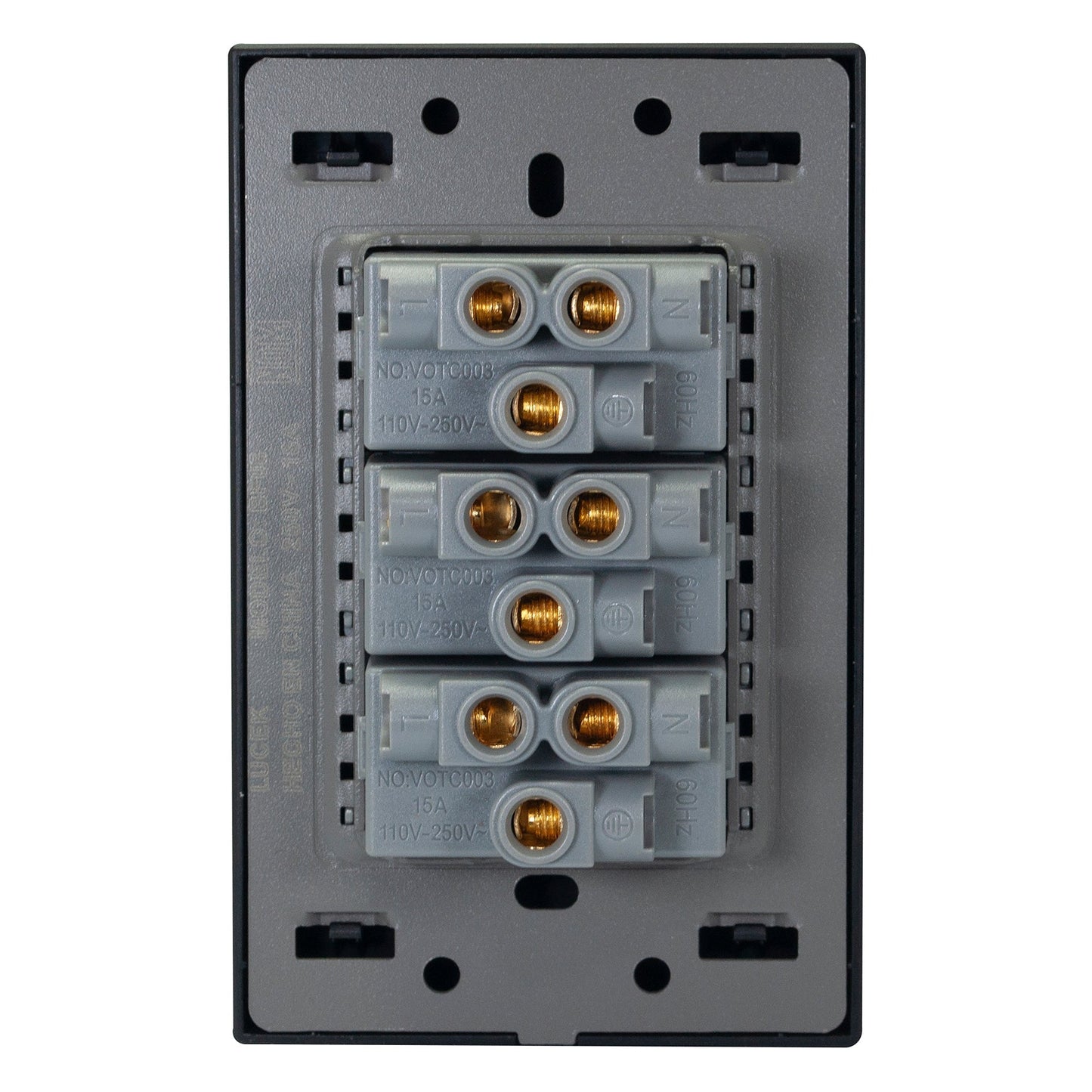 PLACA LUCEK FLAT 3 CONTACTOS NEGRA