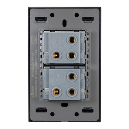 PLACA LUCEK FLAT 2 APAGADORES ESCALERA NEGRA