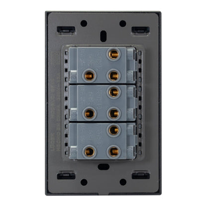 PLACA LUCEK FLAT 3 APAGADORES ESCALERA PLATA