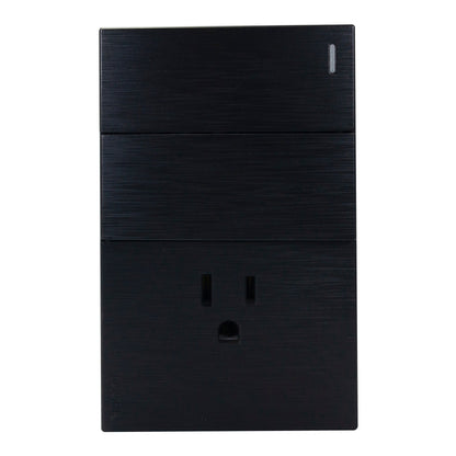 PLACA LUCEK FLAT 2 APAGADORES SENCILLOS 1 CONTACTO NEGRA