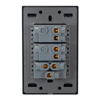 PLACA LUCEK FLAT 2 APAGADORES SENCILLOS 1 CONTACTO NEGRA