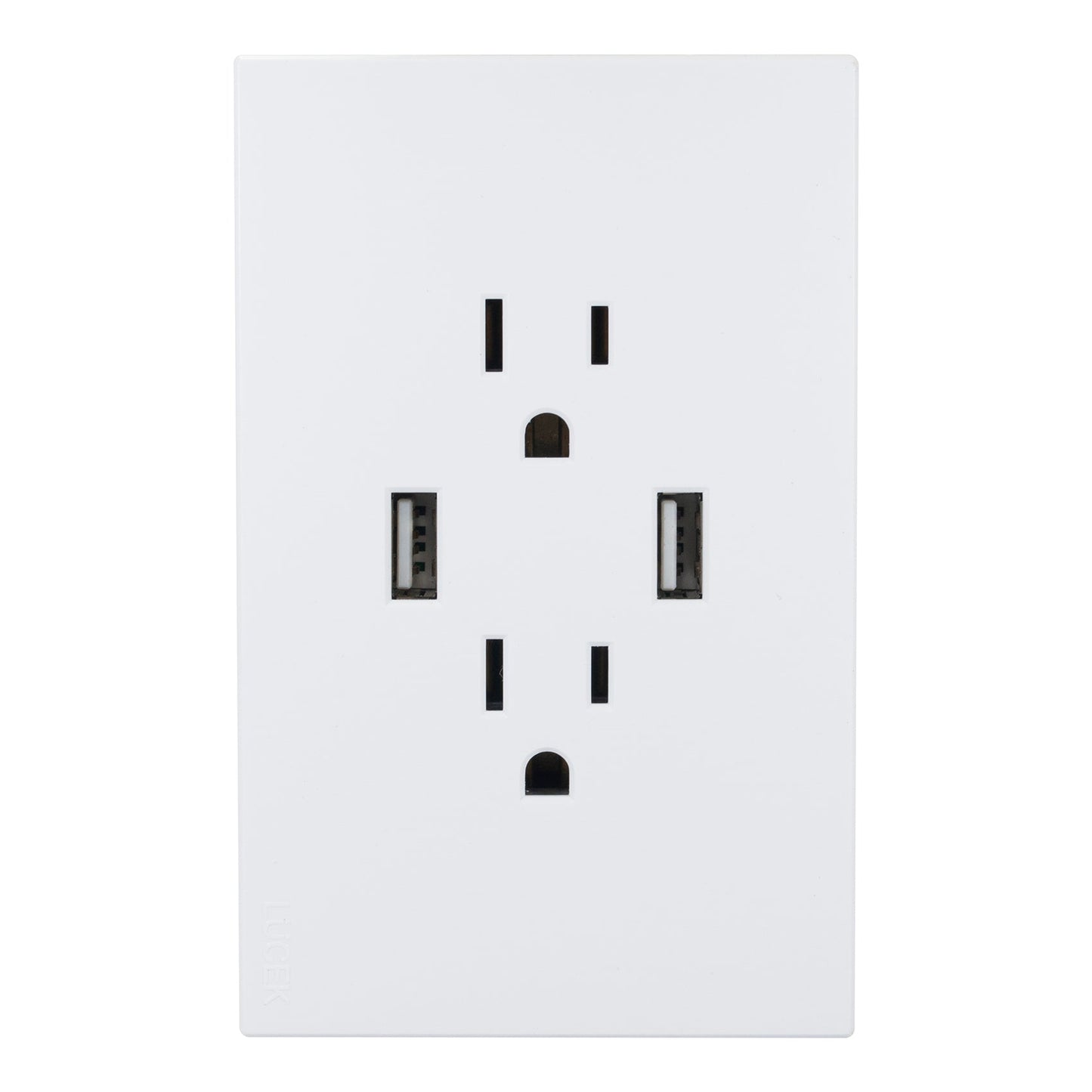 PLACA LUCEK FLAT 2 CONTACTOS  2 USB BLANCA