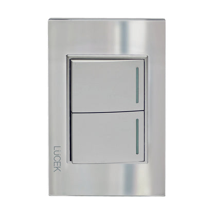 PLACA LUCEK 2 APAGADORES SENCILLOS CRISTAL ESPEJO PLATA