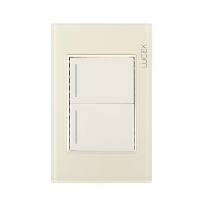 Placa Lucek colors c/2 apagadores sencillos hueso