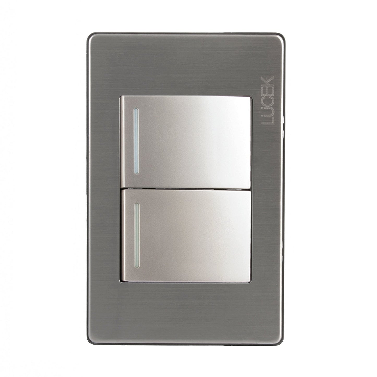 Placa Lucek metal 2 apagadores sencillos plata