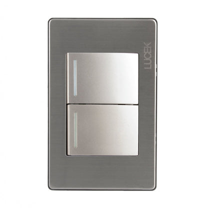 Placa Lucek metal 2 apagadores sencillos plata