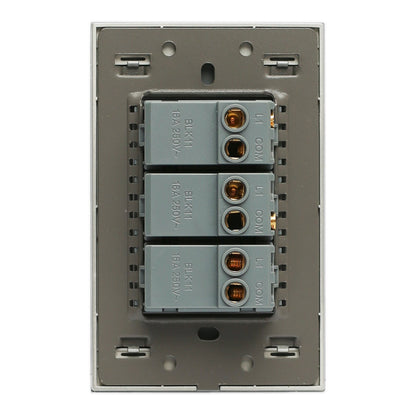 PLACA LUCEK 3 APAGADORES SENCILLOS CRISTAL ESPEJO PLATA